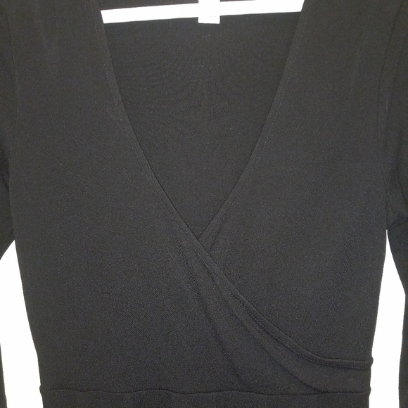 Calvin Klein Faux Wraparound Black Dress - Picture 2 of 5